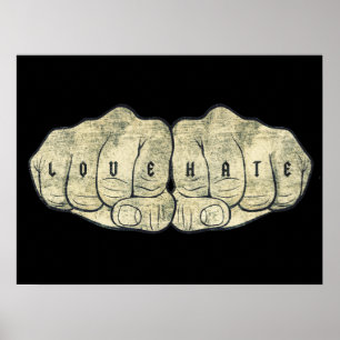 Love & hate tattoo poster