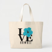 LOVE Hawaii - Blue Hibiscus Jumbo Stoffbeutel (Vorne)