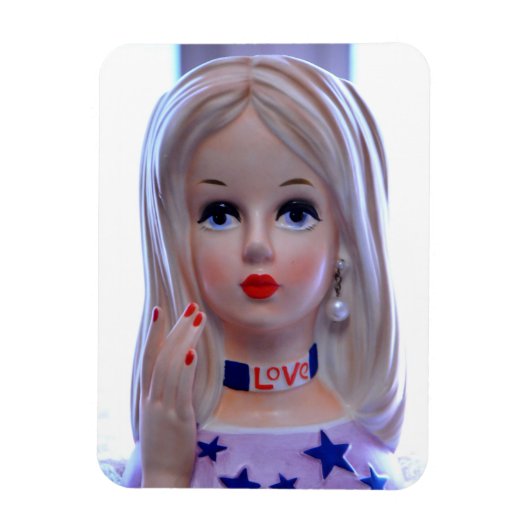 Love Head Vase Hippie Girl Groovy Stars Magnet (Vertikal)