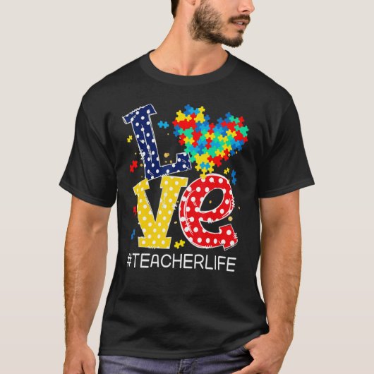 Love Heart Autism Awareness Month Puzzle Piece Tea T-Shirt (Vorderseite)