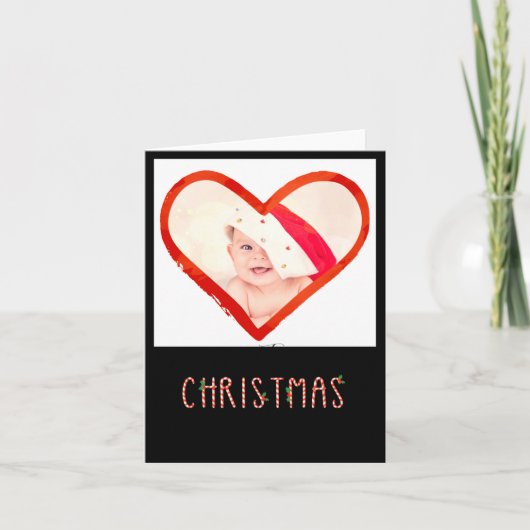 Love Heart Baby Photo My 1st Christmas As Daddy Karte (Vorderseite)
