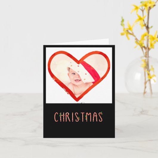 Love Heart Baby Photo My 1st Christmas As Daddy Karte (Gelbe Blume)