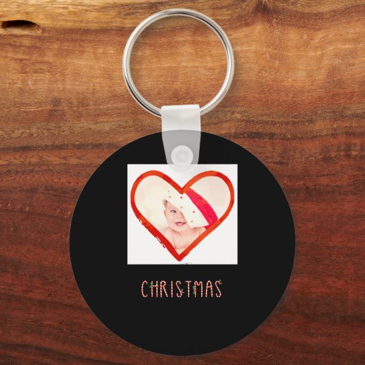 Love Heart Baby Photo My 1st Christmas As Daddy Schlüsselanhänger (Vorderseite)