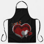 Love Heart Black Kitchen Cooking Mess Free Large Schürze (Vorderseite)