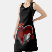 Love Heart Black Kitchen Cooking Mess Free Large Schürze (InSitu)