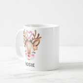 Love Heart Candy Cane Reindeer Custom Name Kaffeetasse (Vorderseite Links)