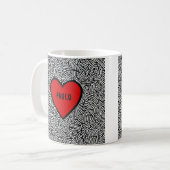 Love Heart Doodle mug Black White & Red valentines Kaffeetasse (Vorderseite Links)