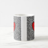 Love Heart Doodle mug Black White & Red valentines Kaffeetasse (Mittel)