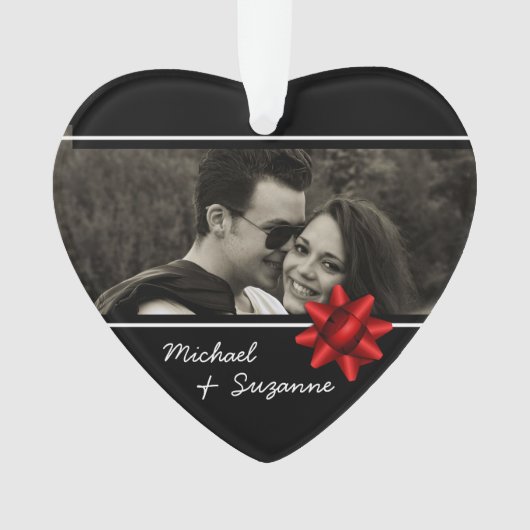 Love Heart Elegant Custom Photo Ornament (Vorderseite)