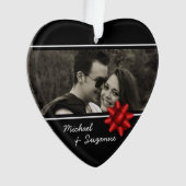 Love Heart Elegant Custom Photo Ornament (Vorderseite)