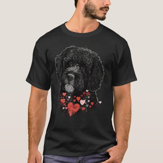 Love Heart for Valentines Day on Portuguese Water  T-Shirt (Vorderseite)