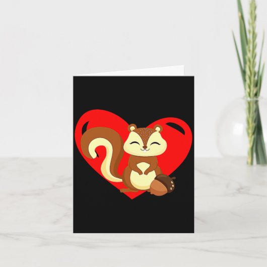 Love Heart Graphic Valentines Day Squirrel Boys K  Karte (Vorderseite)