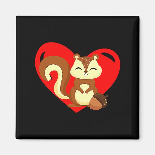 Love Heart Graphic Valentines Day Squirrel Boys K Magnet (Vorne)