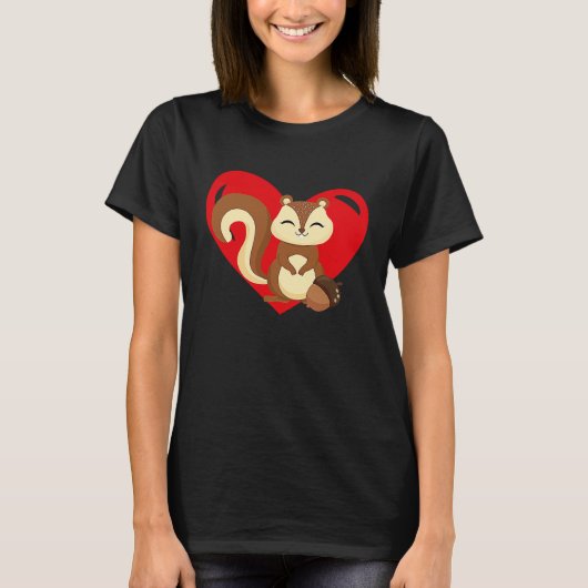 Love Heart Graphic Valentine's Day Squirrel Boys K T-Shirt (Vorderseite)
