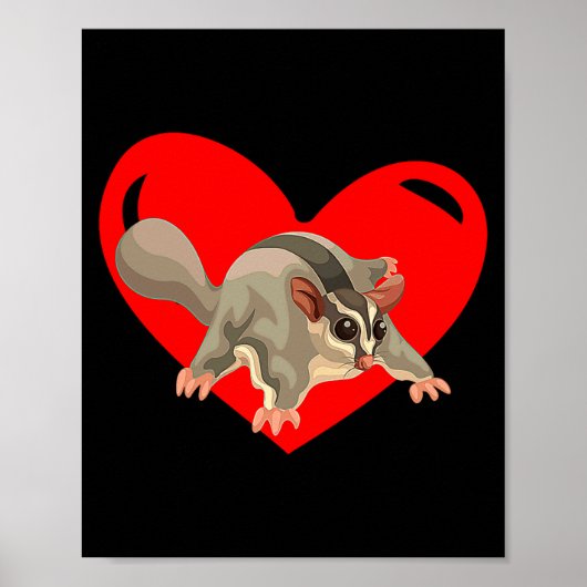Love Heart Graphic Valentines Day Sugar Glider Bo Poster (Vorne)