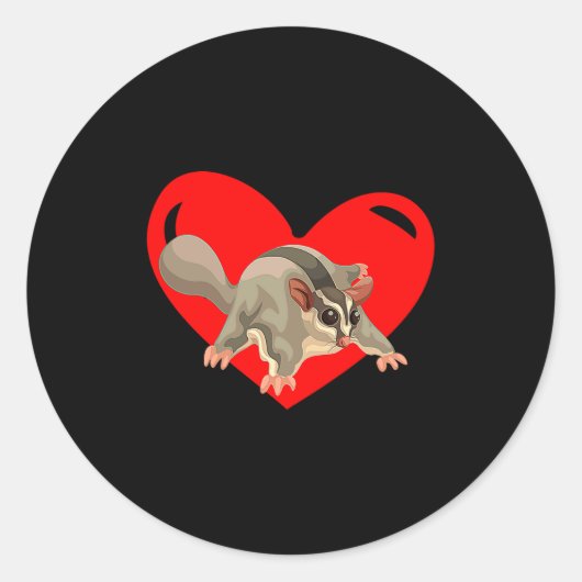 Love Heart Graphic Valentines Day Sugar Glider Bo Runder Aufkleber (Vorderseite)