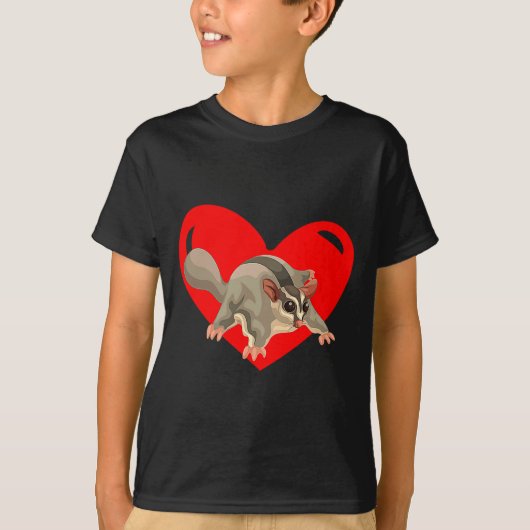 Love Heart Graphic Valentines Day Sugar Glider Bo  T-Shirt (Vorderseite)