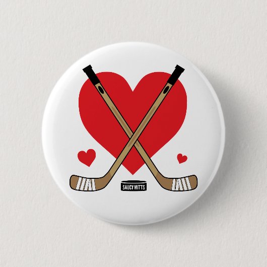 Love Heart Hockey Sticks Girls Hockey Flair Pin Button (Vorderseite)