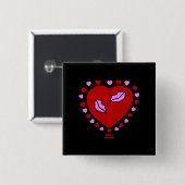 Love Heart Kisses 2 Inch Square Button (Vorne & Hinten)