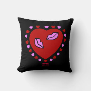 Love Heart Kisses Square Throw Kissen