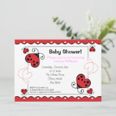 Love Heart Ladybug Baby Shower Invitations Girl Einladung (Stehend Vorderseite)