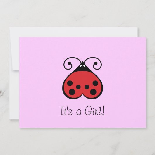 Love Heart Ladybug Baby Shower Invitations Girl Einladung (Rückseite)