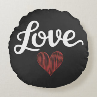 Love Heart Minimal Typography Romantic Design Rundes Kissen