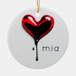 love heart monogram name modern minimal Christmas Keramik Ornament