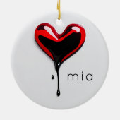 love heart monogram name modern minimal Christmas Keramik Ornament (Hinten)