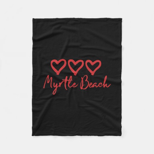 Love Heart Myrtle Beach Loves Ocean Vacation Heart Fleecedecke (Vorderseite)