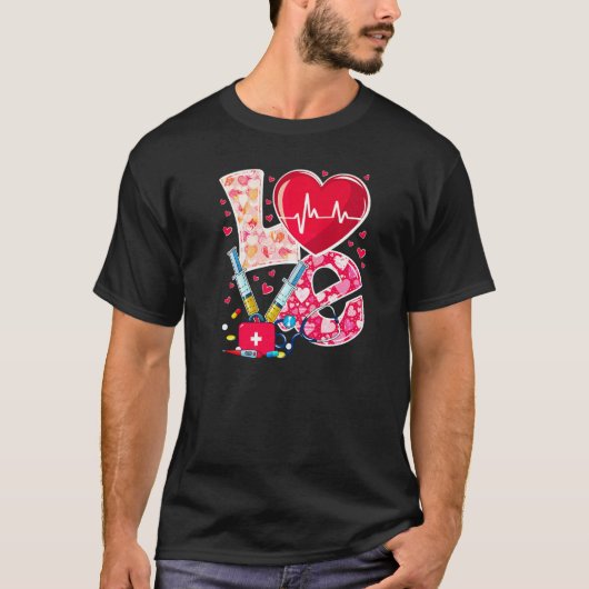 LOVE Heart Nurse Life Vanlentine RN Nursing Valent T-Shirt (Vorderseite)