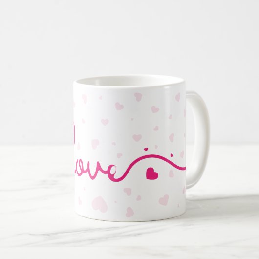 "Love" Heart Pattern Coffee Mug Kaffeetasse (VorderseiteRechts)