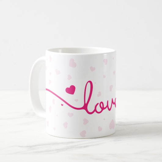 "Love" Heart Pattern Coffee Mug Kaffeetasse (Vorderseite Links)