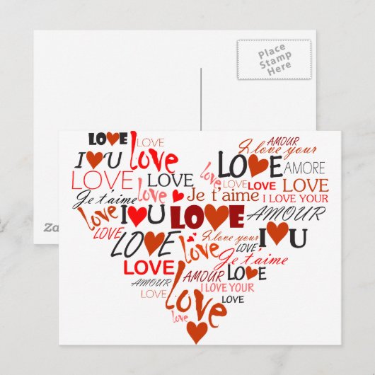 Love Heart Postkarte (Vorne/Hinten)