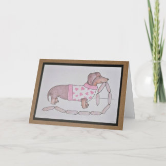 Love Heart Sausage Dog Daschund Greetings Card Feiertagskarte