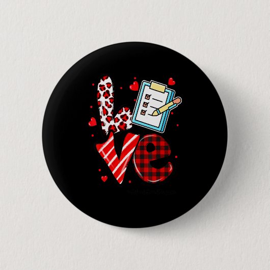 Love Heart School Secretary Life Valentines Day Gi Button (Vorderseite)
