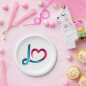 Love Heart Script Paper Plates - Elegant Red Heart Pappteller (Party)