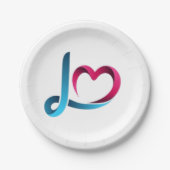 Love Heart Script Paper Plates - Elegant Red Heart Pappteller (Vorderseite)