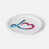Love Heart Script Paper Plates - Elegant Red Heart Pappteller (Schrägansicht)