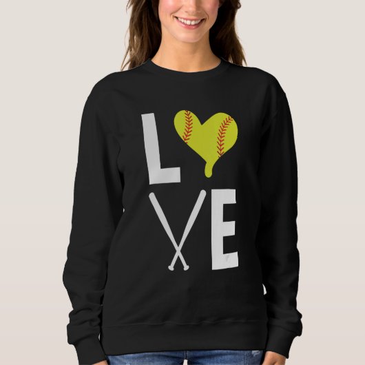 Love Heart Shaped Ball Softball Bats Softball Sweatshirt (Vorderseite)