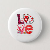 Love Heart Stethoscope Healthcare Worker Funny Val Button (Vorderseite)