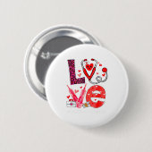 Love Heart Stethoscope Healthcare Worker Funny Val Button (Vorne & Hinten)