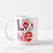 Love Heart Stethoscope Healthcare Worker Funny Val Kaffeetasse (Links)