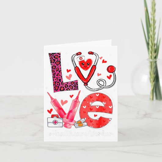 Love Heart Stethoscope Healthcare Worker Funny Val Karte (Vorderseite)