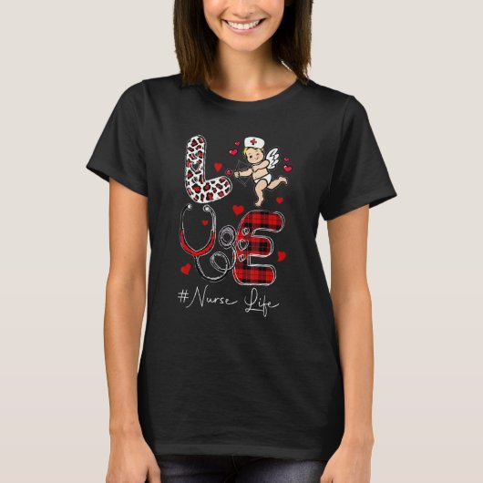 LOVE Heart Stethoscope Nurse Life Funny Nurse Vale T-Shirt (Vorderseite)