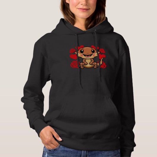 Love Heart Valentine's Day Roses Bearded Dragon Bo Hoodie (Vorderseite)