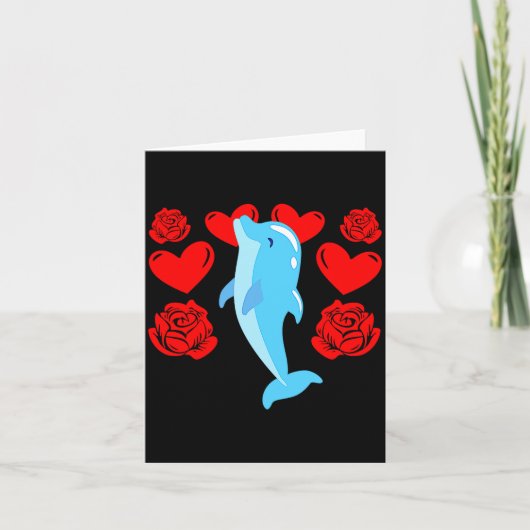 Love Heart Valentines Day Roses Dolphin Boys Kids  Karte (Vorderseite)