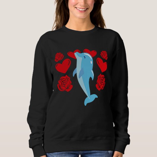 Love Heart Valentine's Day Roses Dolphin Boys Kids Sweatshirt (Vorderseite)