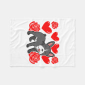 Love Heart Valentines Day Roses French Bulldog Bo Fleecedecke (Vorderseite (Horizontal))