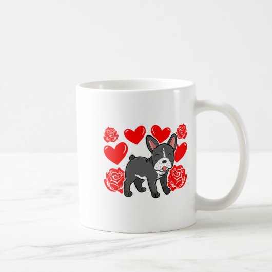 Love Heart Valentines Day Roses French Bulldog Bo  Kaffeetasse (Rechts)